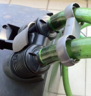 One tube takes water in, and another one sends it back out One tube takes water in, and another one sends it back out